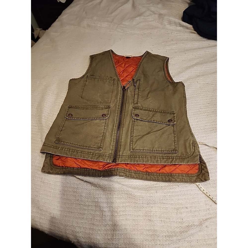 Duluth Trading Co Womens Quilted Lined Utility Vest Green‎ Canvas Full Zip Small